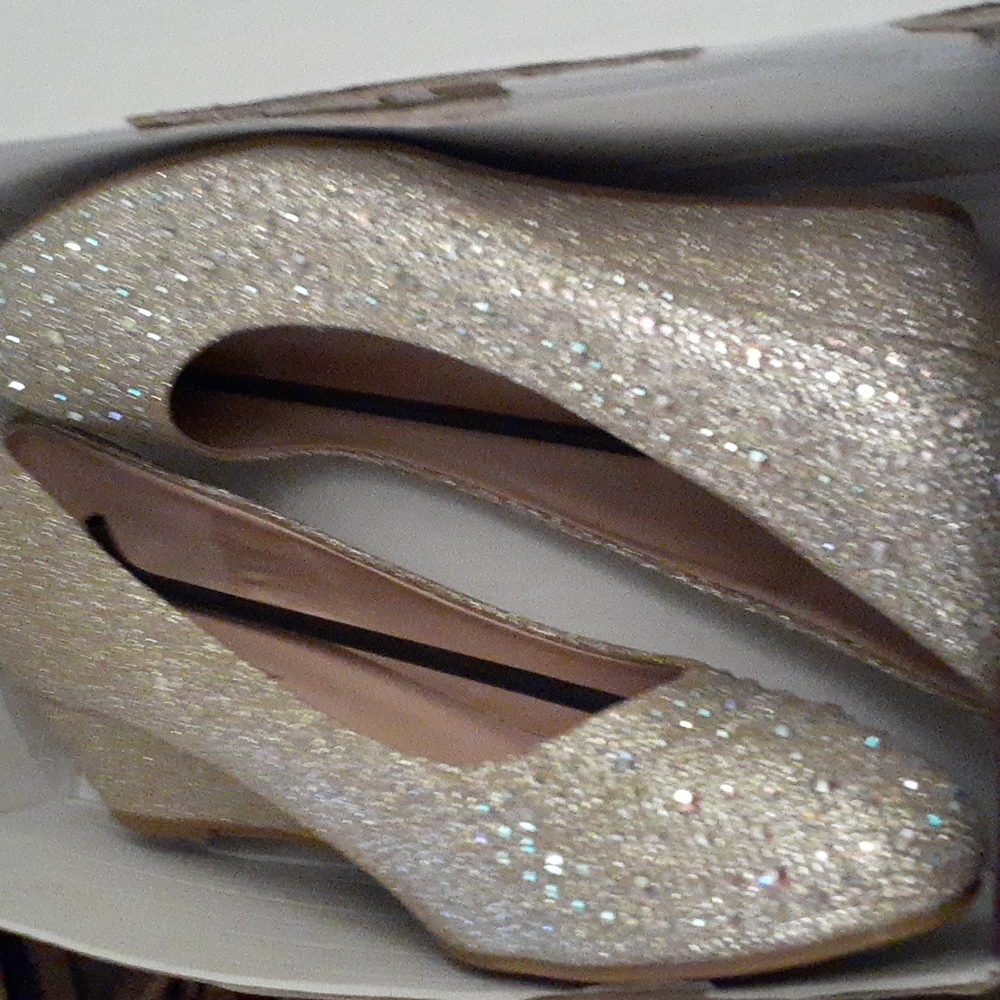 Brand new Rhinestone low wedge shoes
